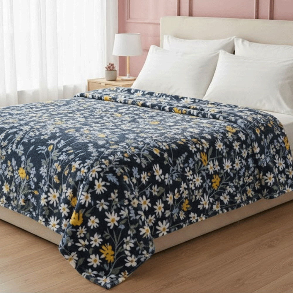 بطانية قطيفة ناعمة فاخرة مزخرفة ورد