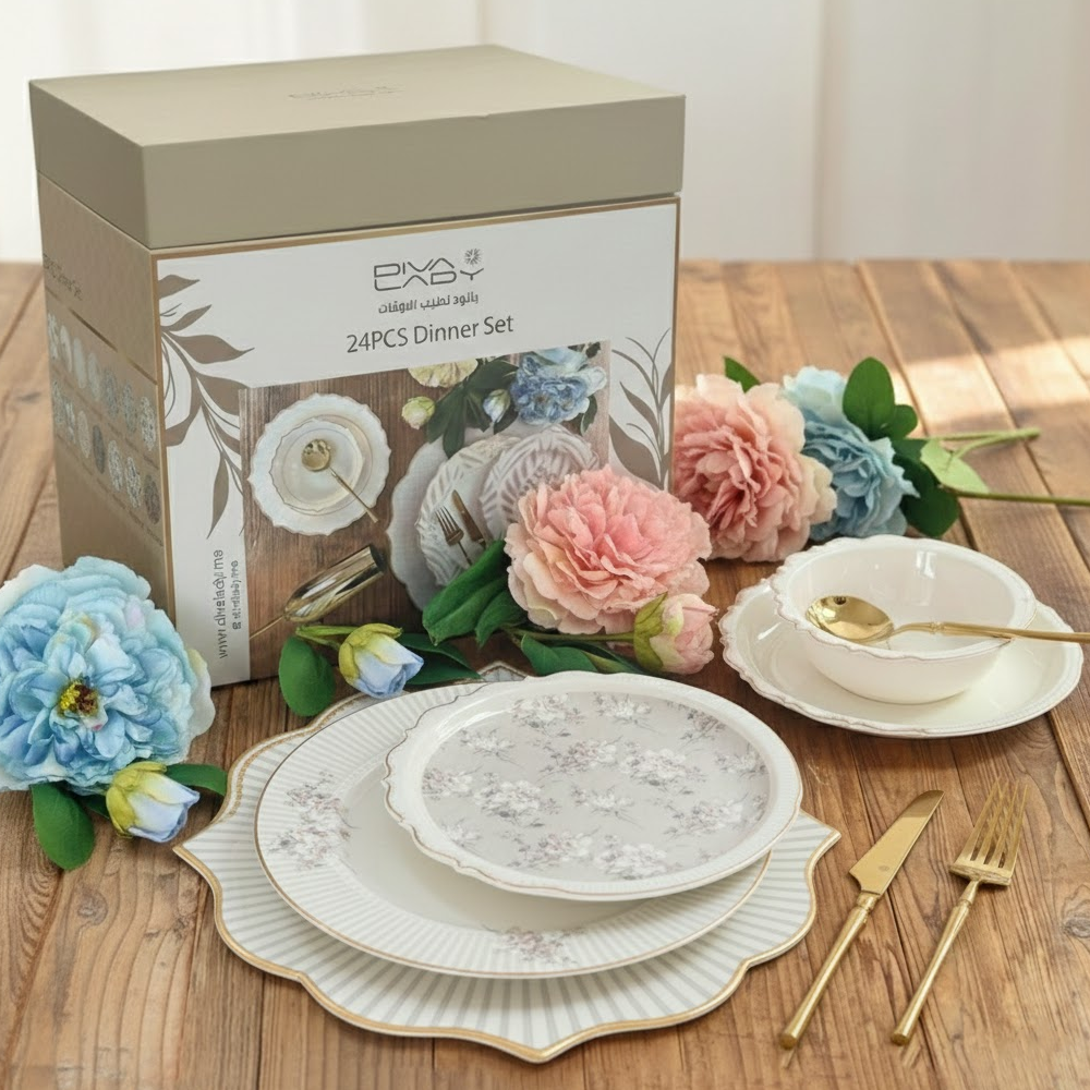 طقم أطباق مائدة فاخر 24 قطعة