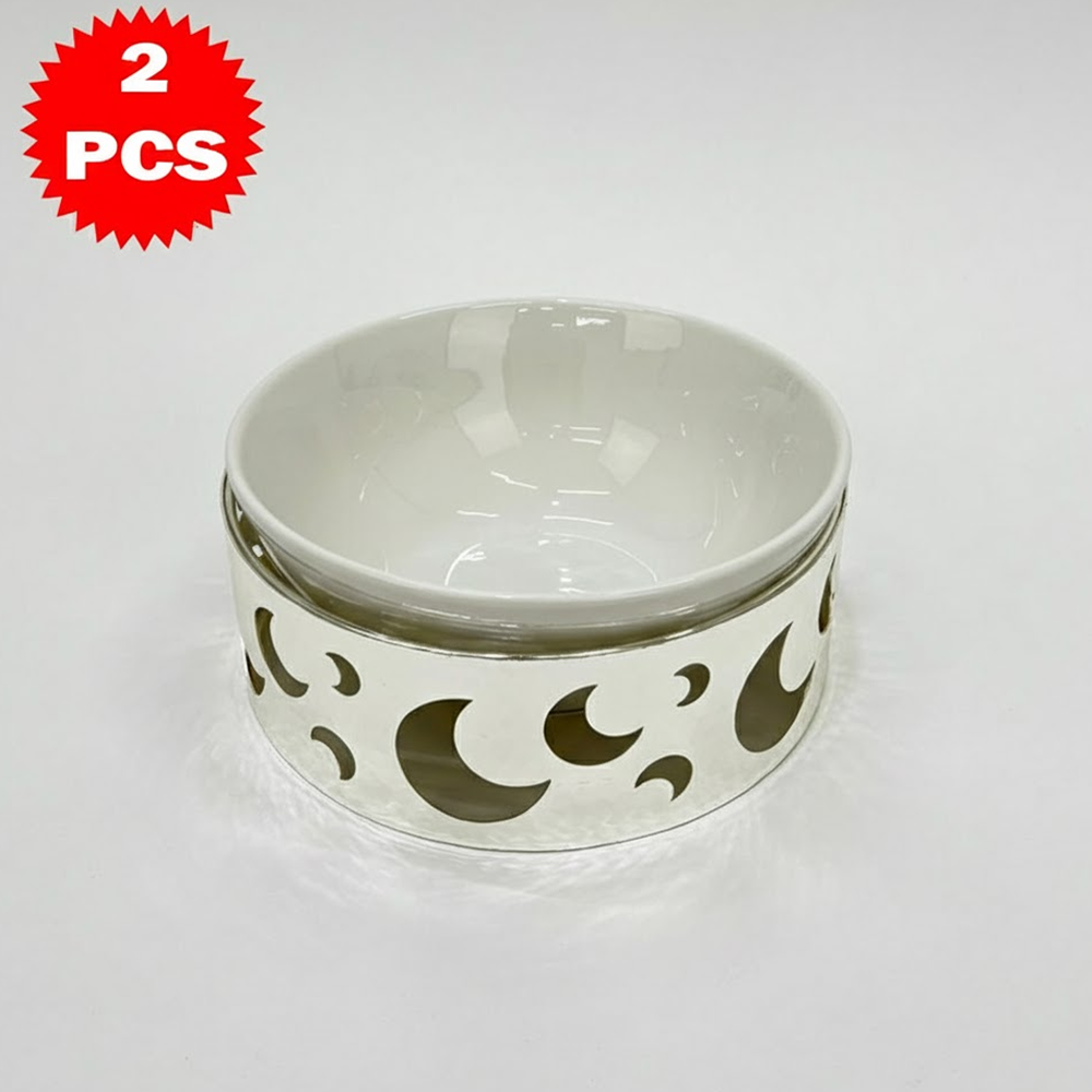 22.7CM طقم وعاء تقديم مع حامل معدني كبير