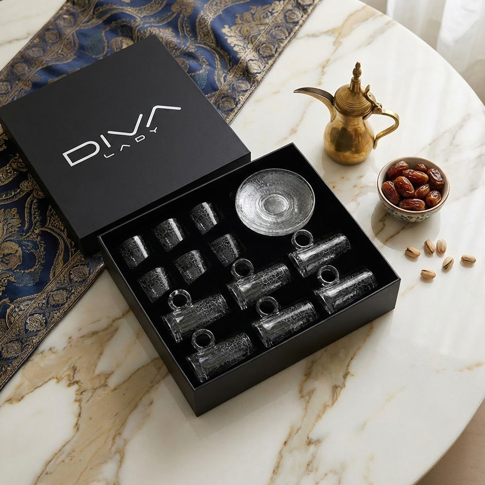 طقم استكانة وفنجان 18 قطعة