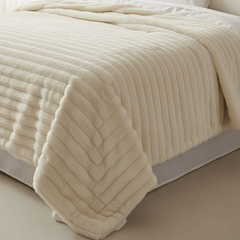 بطانية فاخرة من فرو الأرنب الصناعي