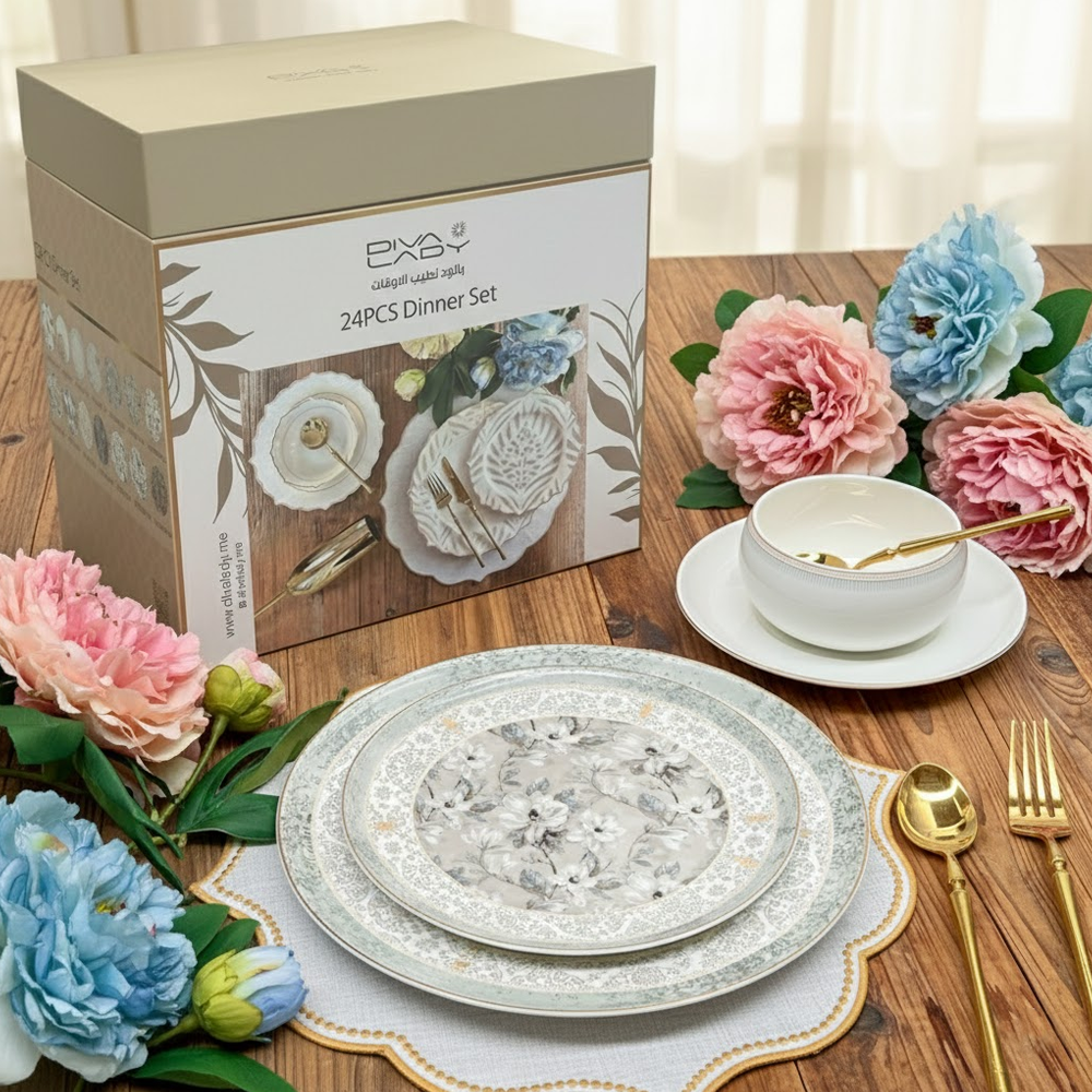 طقم أطباق مائدة فاخر 24 قطعة