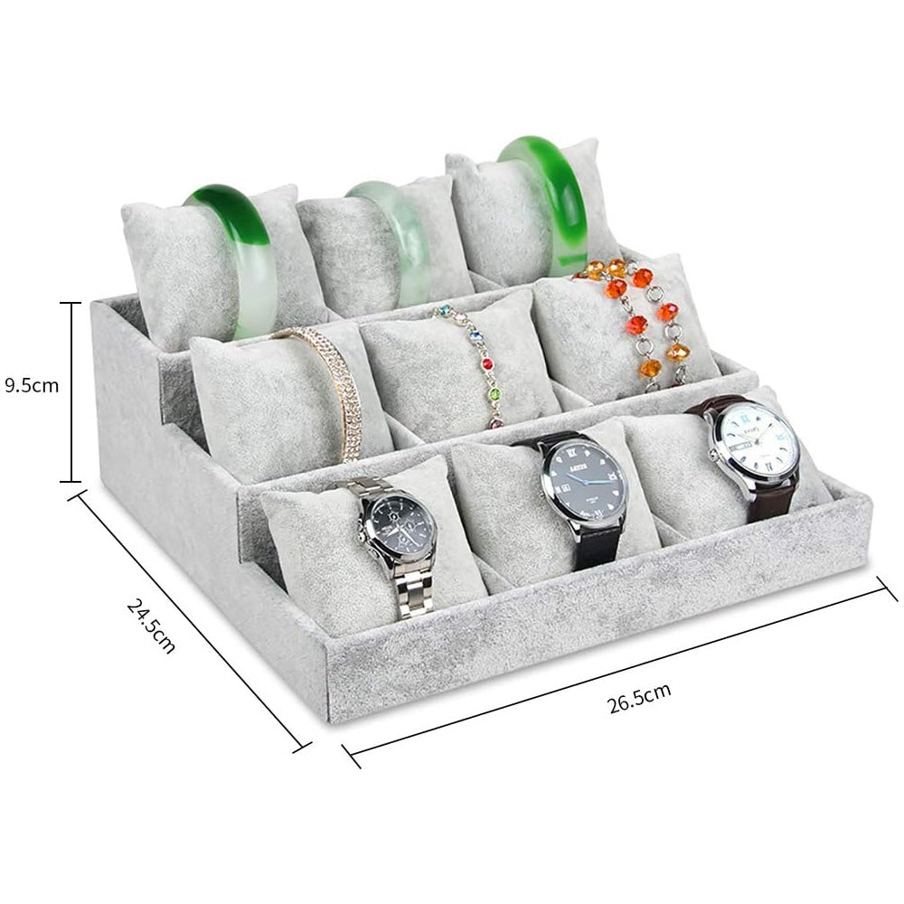 صندوق مع حامل مخمل للأساور والساعات 3 طبقات