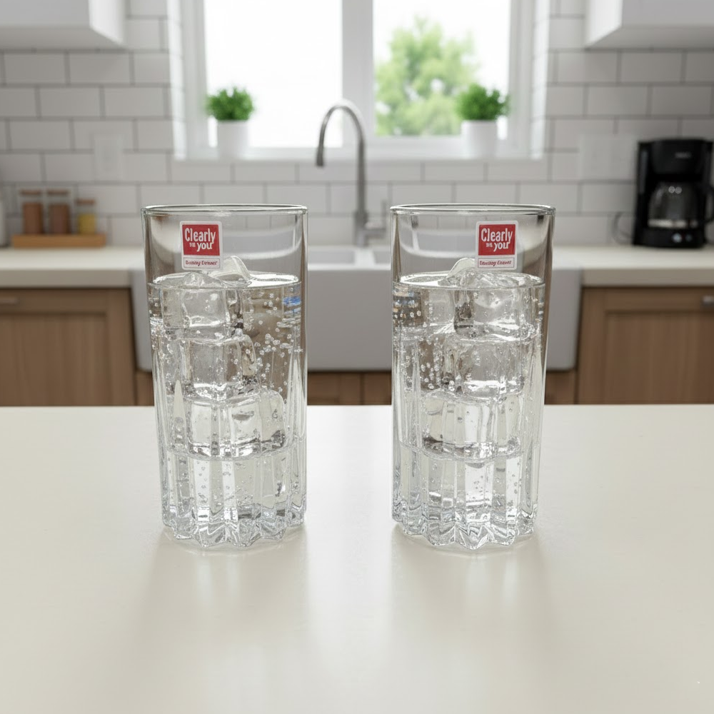 طقم كاسات زجاجية شفافة 2 قطعة