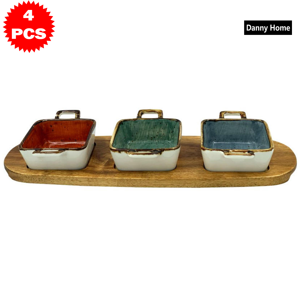 طقم تقديم وصينية خشبية