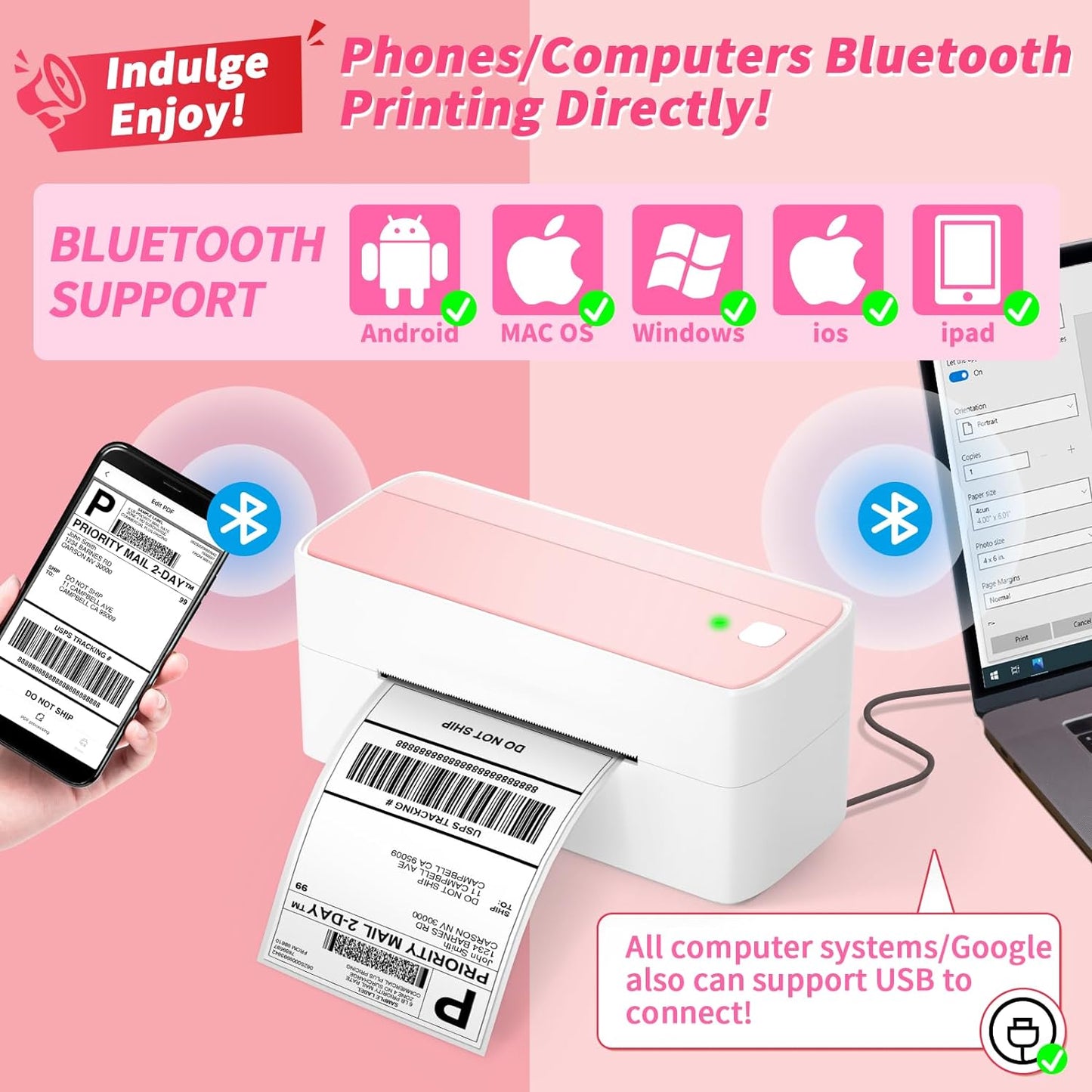 طابعة ملصقات شحن الحرارية Phomemo PM-241-BT