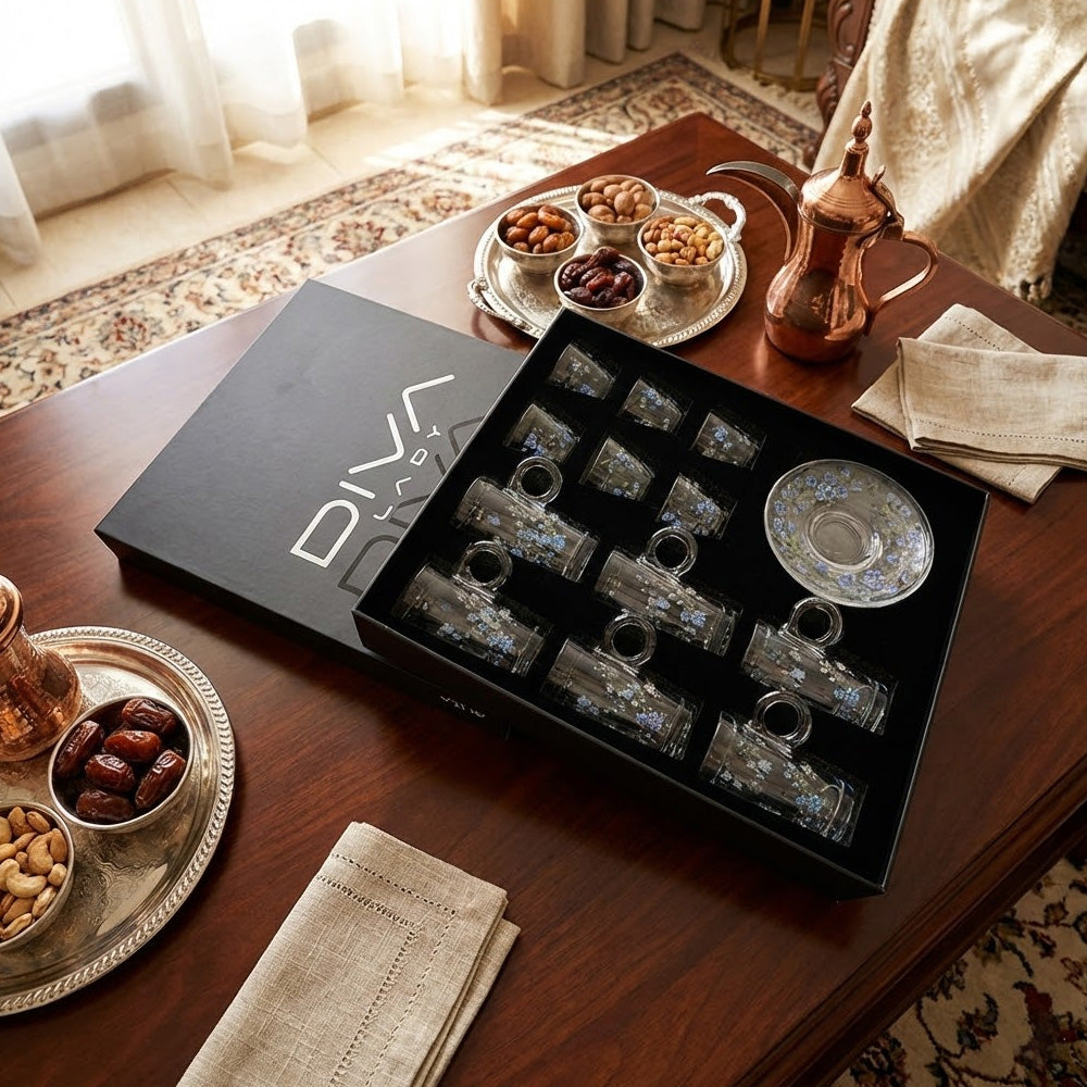 طقم استكانة وفنجان 18 قطعة