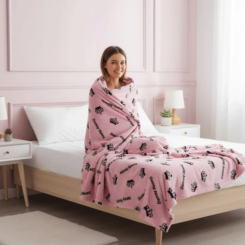 بطانية قطيفة ناعمة فاخرة وردي