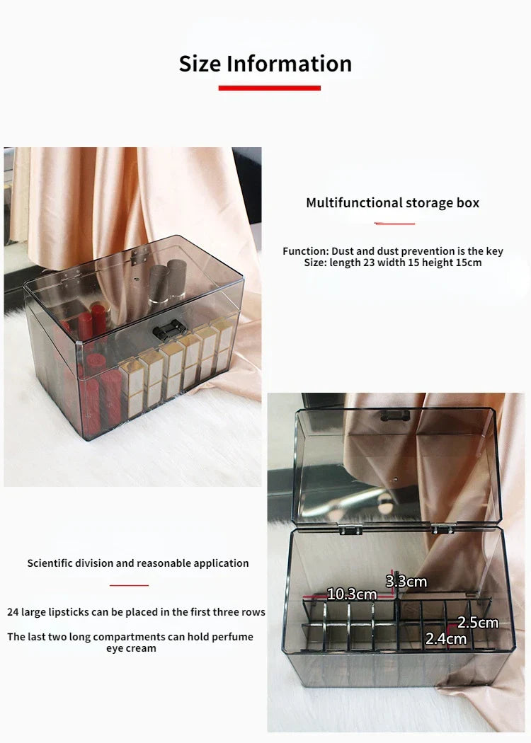 صندوق تخزين أحمر الشفاه الشفاف