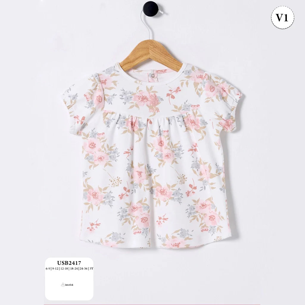 طقم بيبي بطبعة زهور