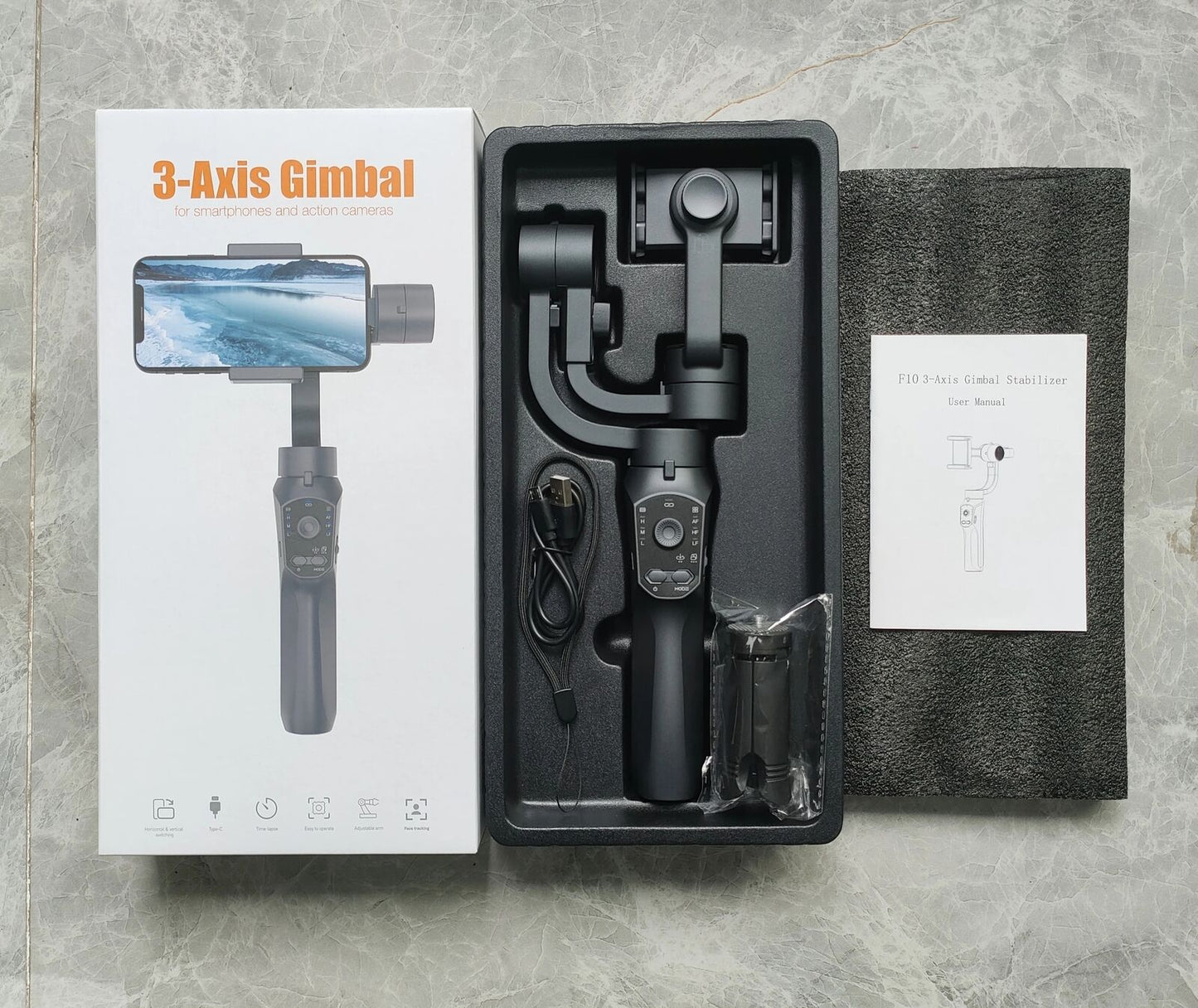 F10 3-Axis Gimbal عصا التصوير اللاسلكي