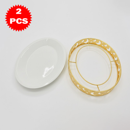 33x25 طبق تقديم صغير سيراميك مع حامل معدني