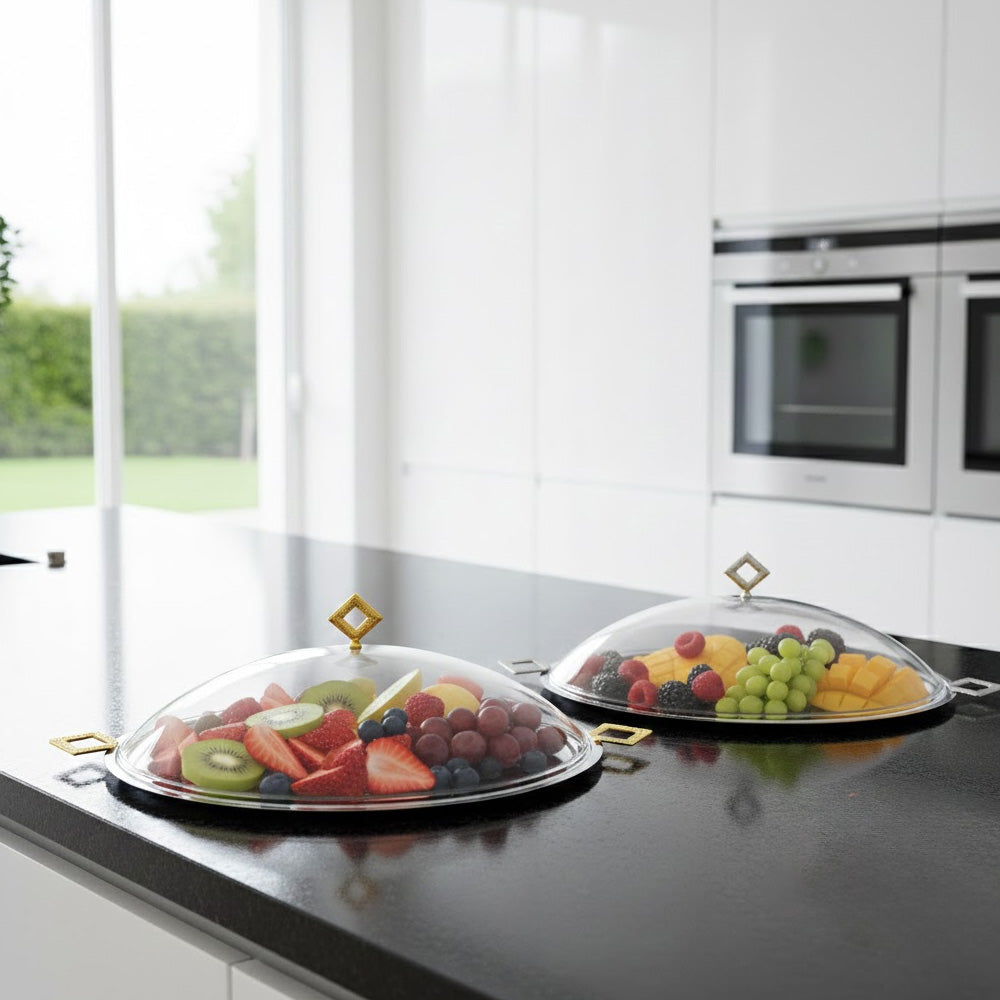 صينية تقديم بغطاء مقبب - كبير