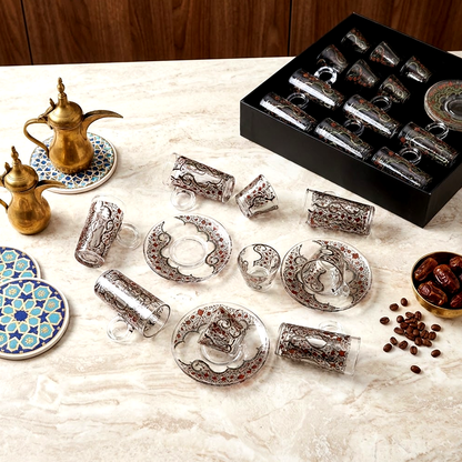 طقم استكانة وفنجان 18قطعة