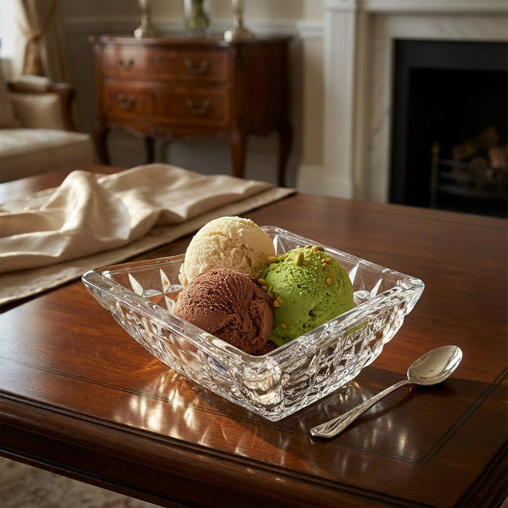 وعاء زجاجي كريستالي مربع – 16 سم