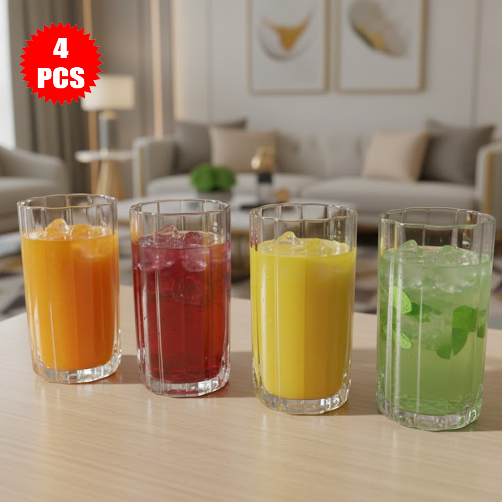 طقم أكواب زجاج شفاف 4 قطع