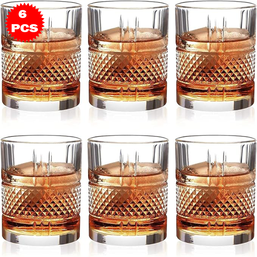 طقم أكواب زجاجية منقوشة