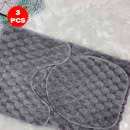 طقم سجاد حمام من 3 قطع مضاد للانزلاق