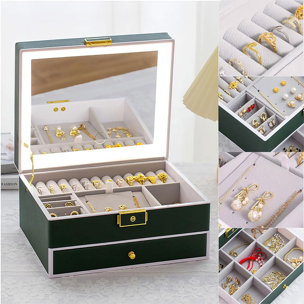 صندوق مجوهرات نسائي 2 طبقة