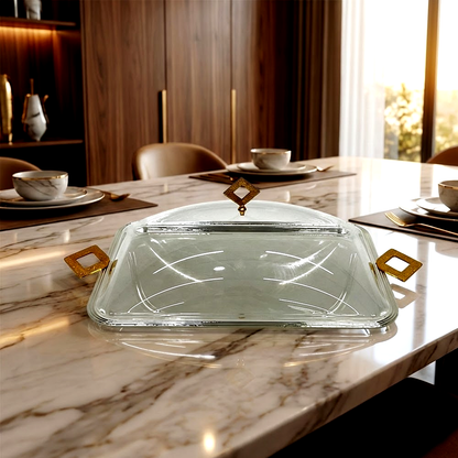 طبق تقديم كيك بغطاء كبير