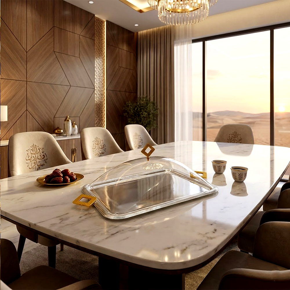 طبق تقديم كيك بغطاء وسط