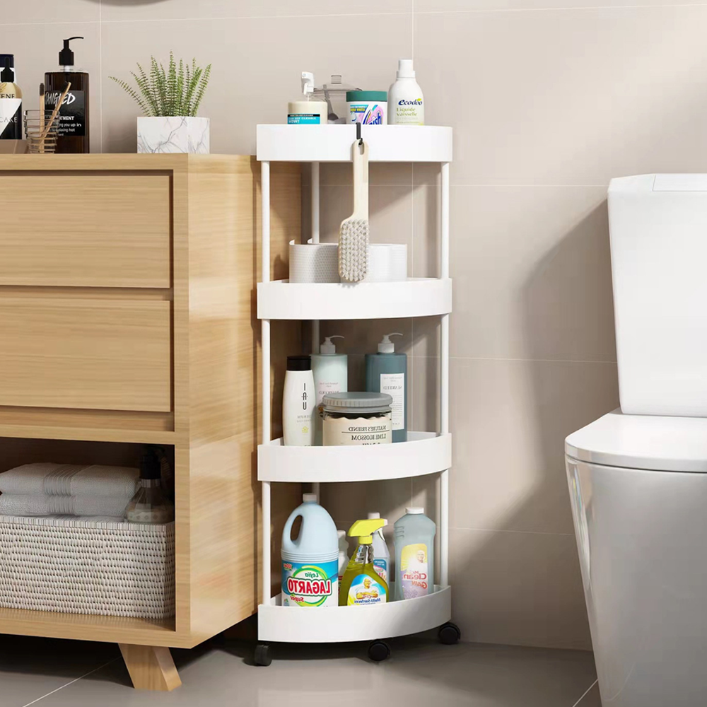 رف تخزين زاوية متعددة الطوابق بعجلات