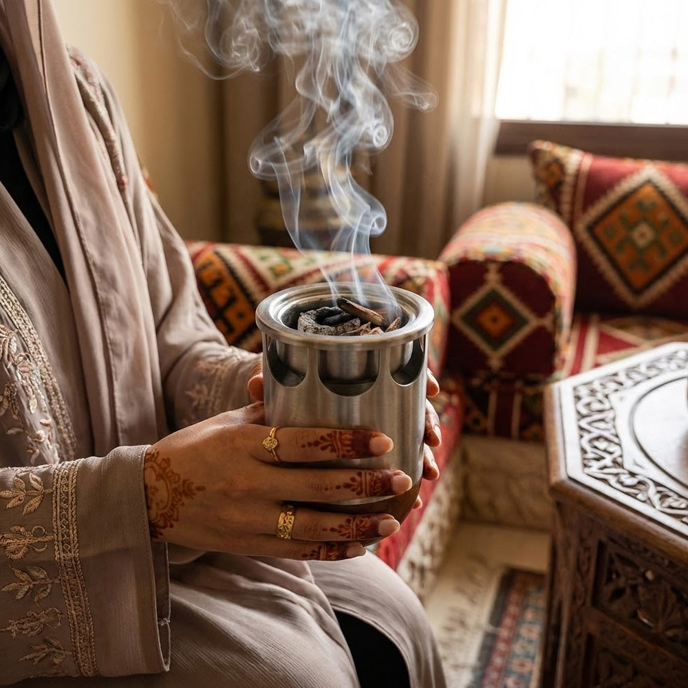 مبخرة عود بقاعدة خشبية