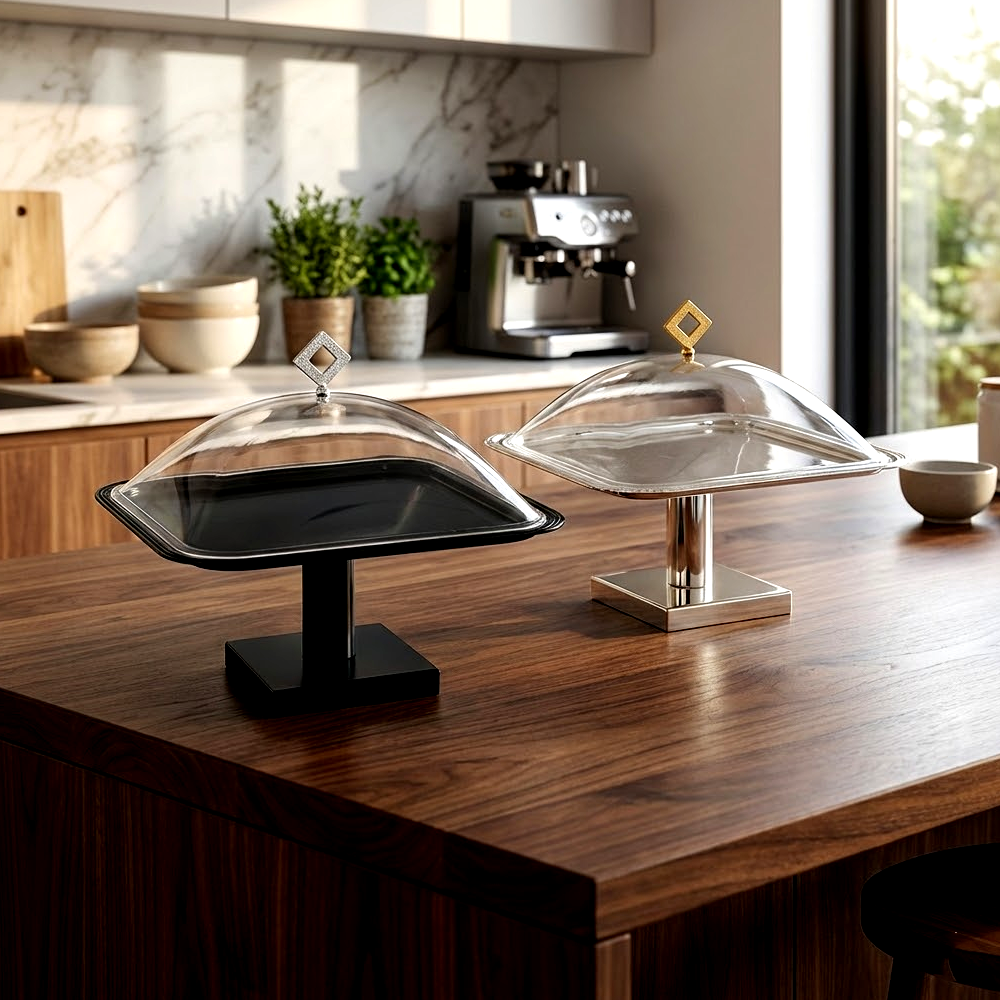 طبق تقديم كيك بغطاء كبير