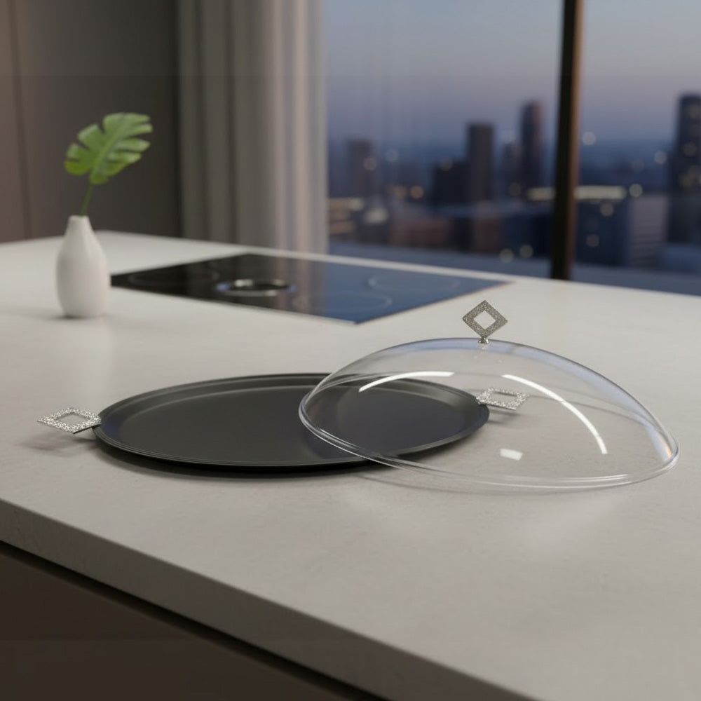 صينية تقديم بغطاء مقبب - كبير