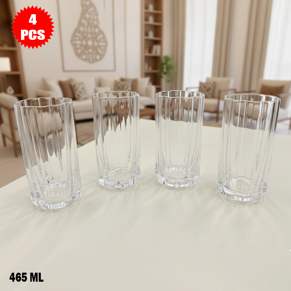 طقم أكواب زجاج شفاف 4 قطع