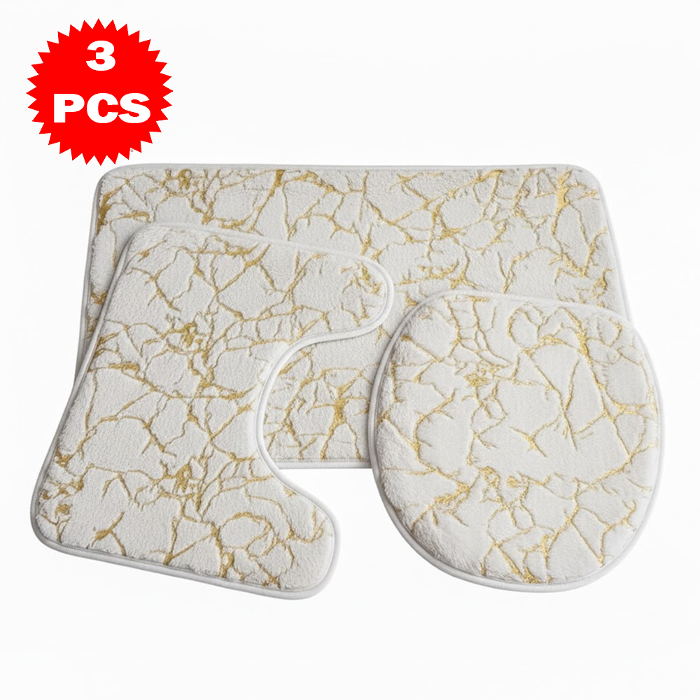 طقم سجاد حمام 3 قطع بنقشة الرخام