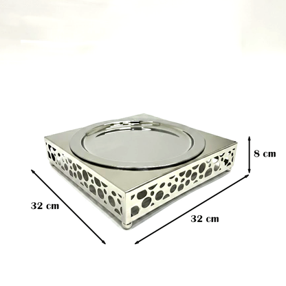 طبق تقديم أرز بقاعدة معدنية