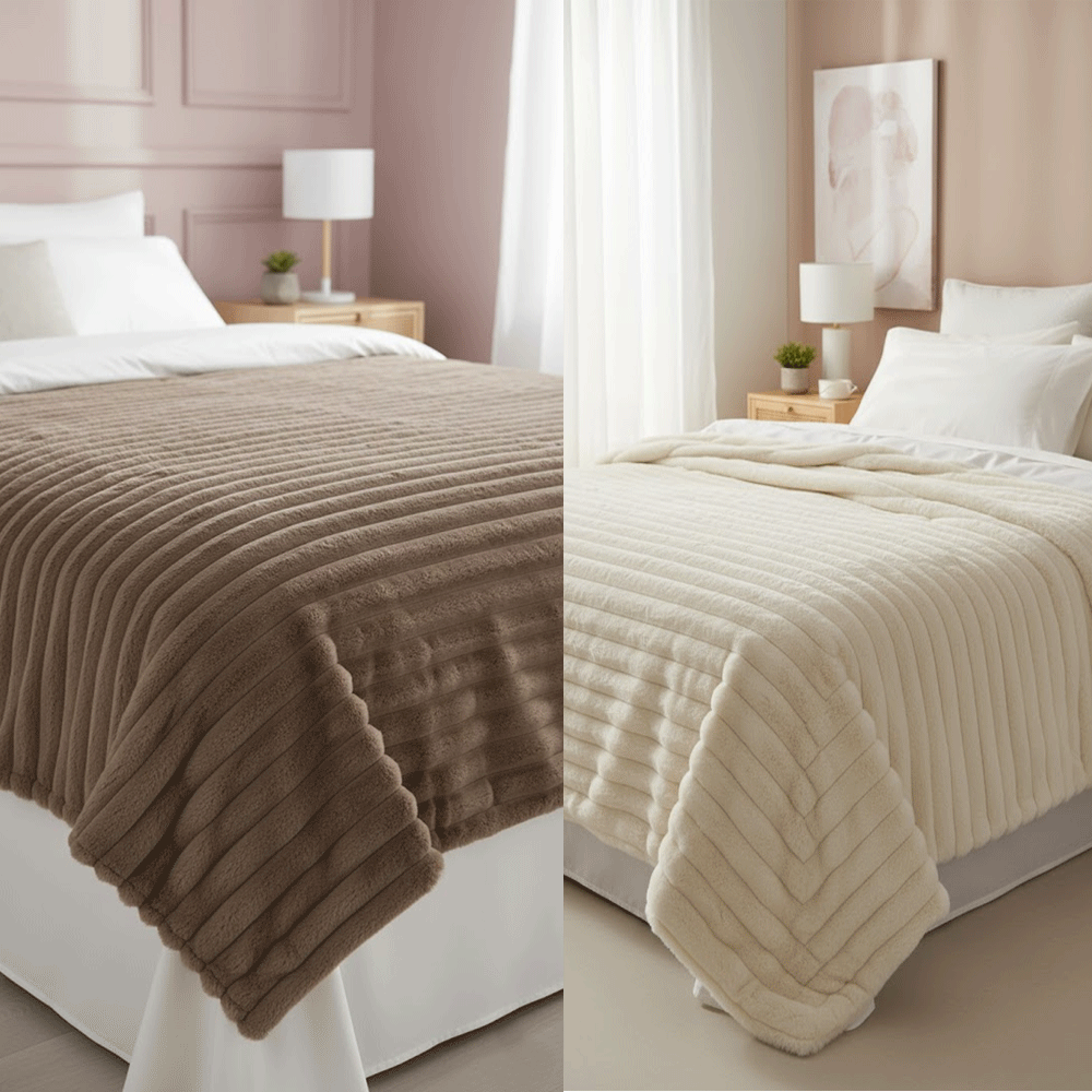 بطانية فاخرة من فرو الأرنب الصناعي