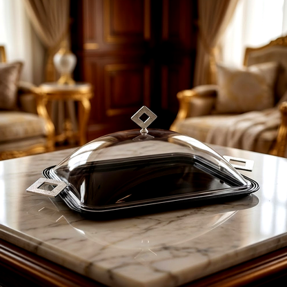 طبق تقديم كيك بغطاء وسط