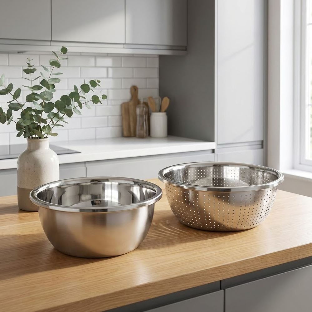 طقم مصفاة ووعاء ستانلس ستيل