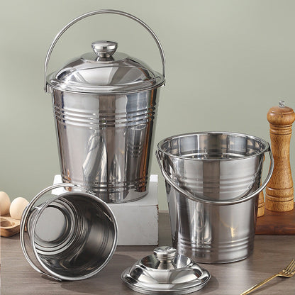 دلو تخزين بغطاء ومقبض