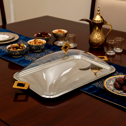 طبق تقديم كيك بغطاء كبير