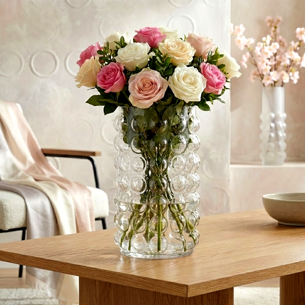 مزهرية زهور زجاجية