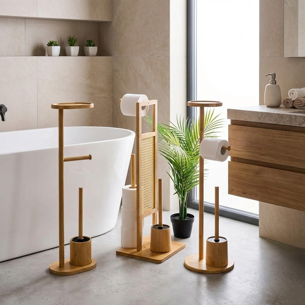 حامل منظم الحمام من الخيزران