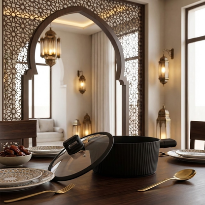 مقلاة طهي بغطاء زجاج