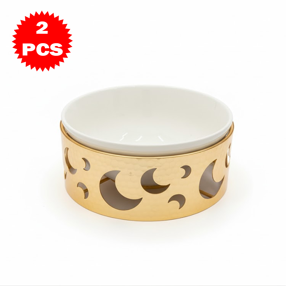 22.7CM طقم وعاء تقديم مع حامل معدني كبير