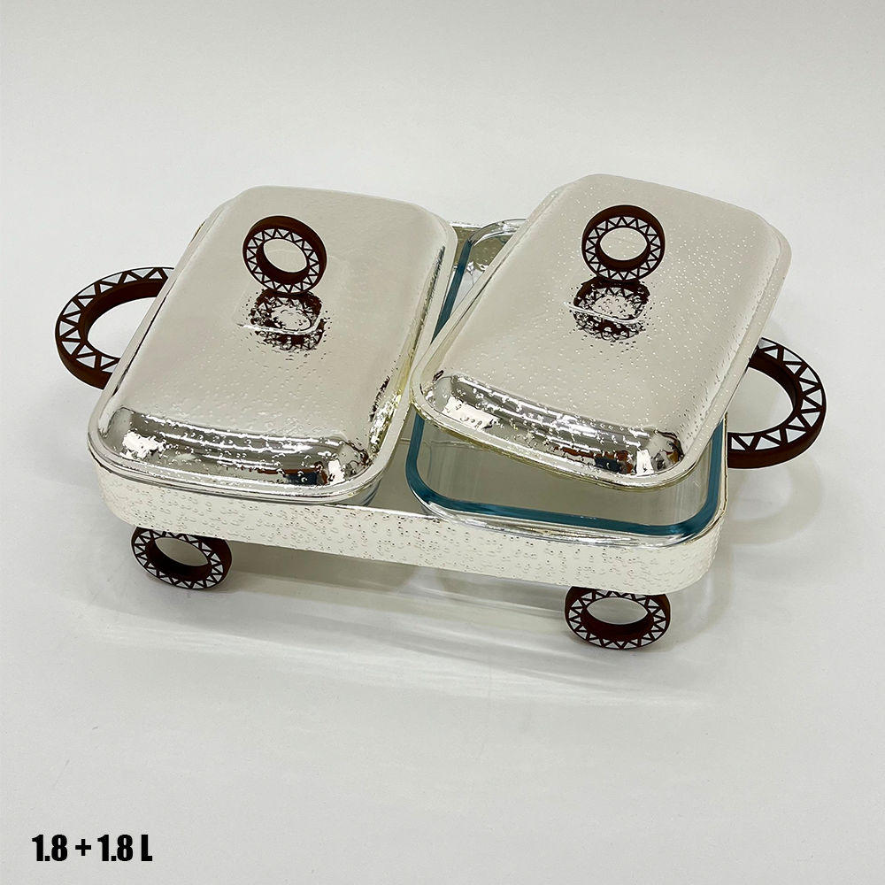 سخان طعام زجاجي مزدوج 1.8 + 1.8 لتر