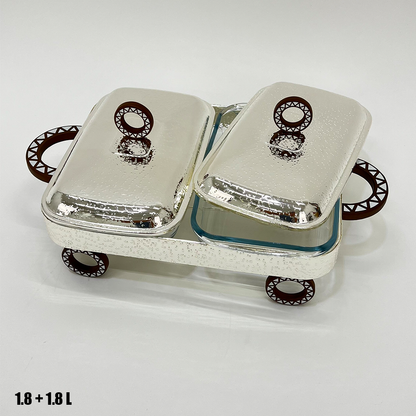 سخان طعام زجاجي مزدوج 1.8 + 1.8 لتر