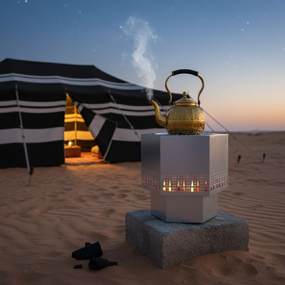 موقد و شواية فحم معدنية سداسي الشكل
