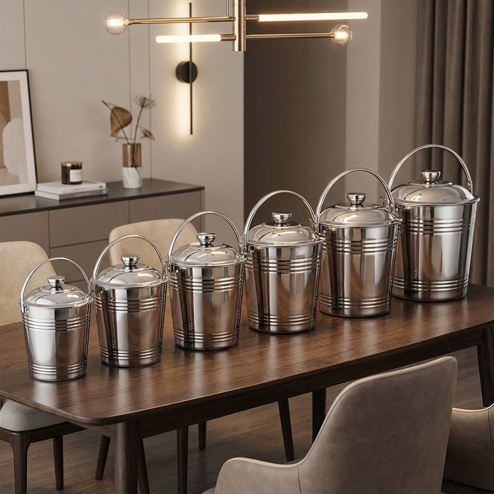 دلو تخزين بغطاء ومقبض