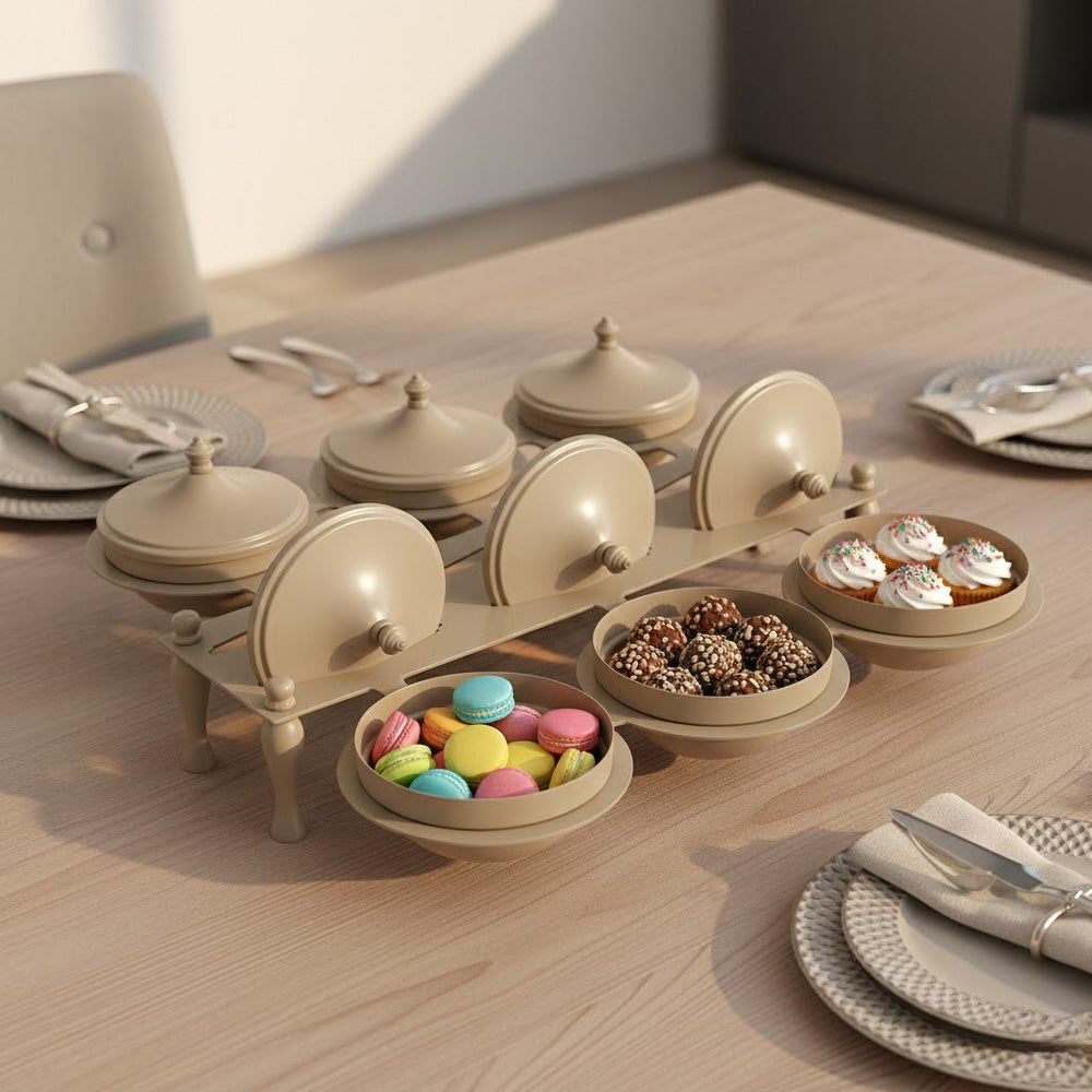 ماعون تقديم من 6 قطع مع حامل