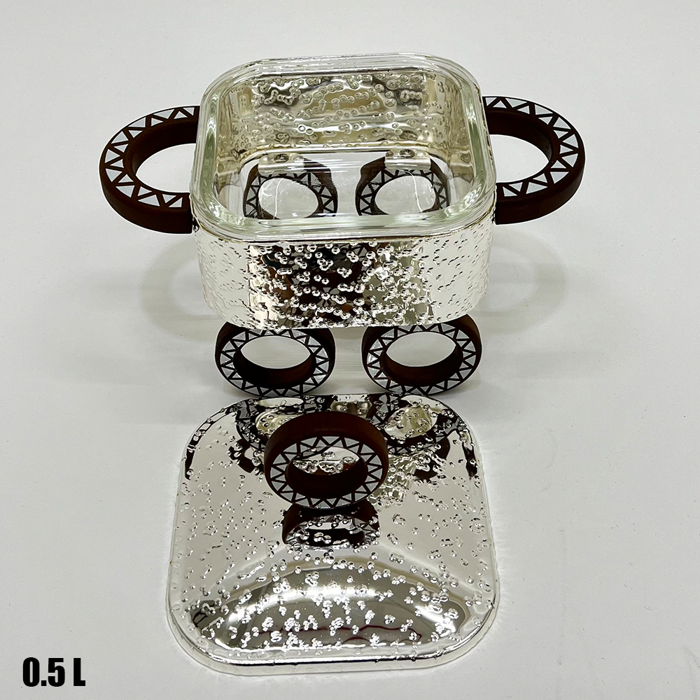 سخان طعام زجاجي مربع صغير 0.5 لتر