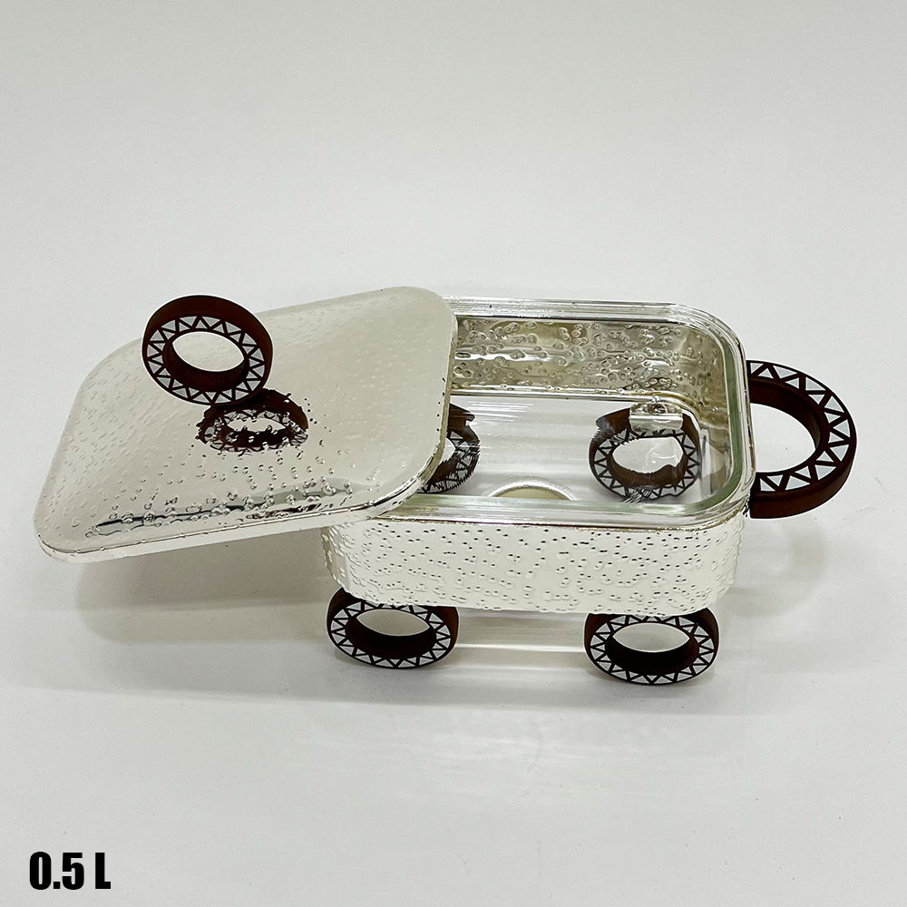 سخان طعام زجاجي مستطيل صغير 0.5 لتر