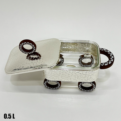 سخان طعام زجاجي مستطيل صغير 0.5 لتر