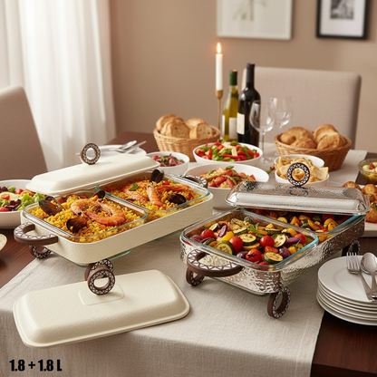 سخان طعام زجاجي مزدوج 1.8 + 1.8 لتر